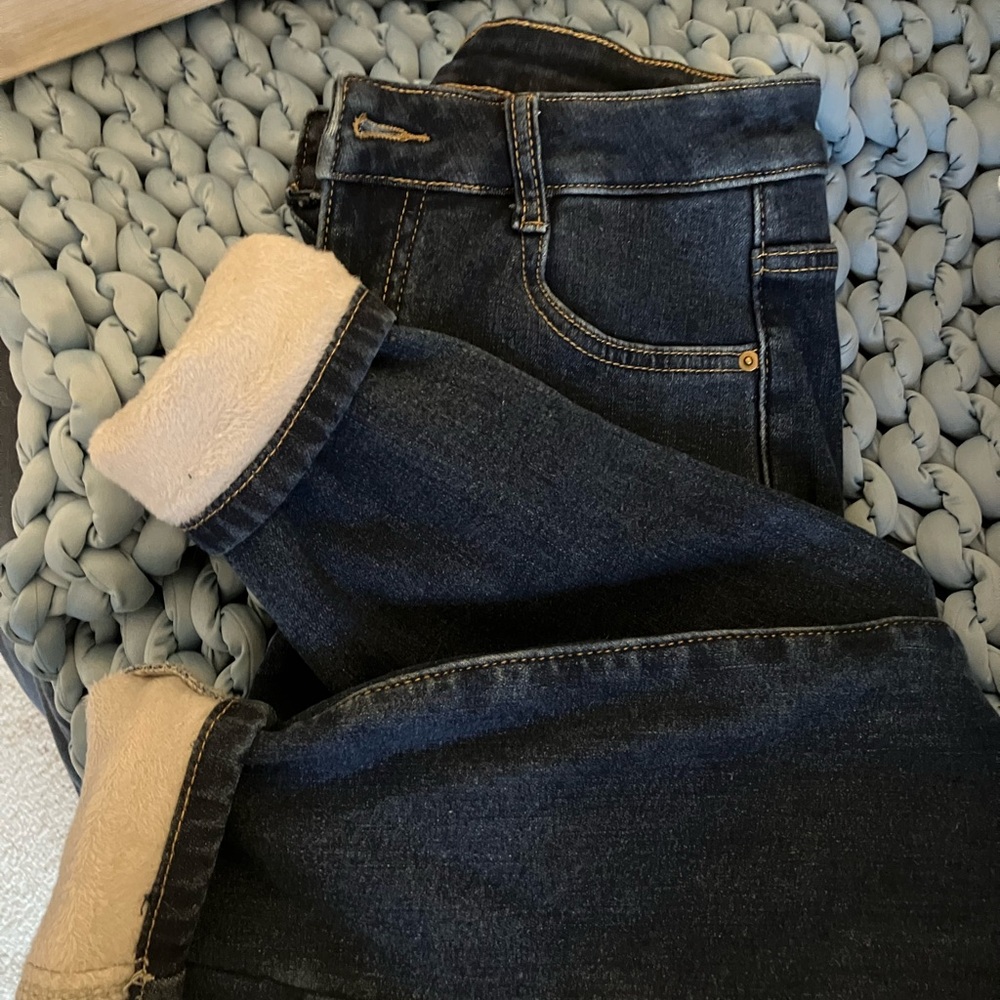 Fleece lined Dark Blue Denim Jeans
